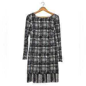 Vince Camuto Black White Striped Sheath Dress Sleeveless Career Work Women’s 8